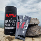 QUWWAH Honey Shilajit Sticks and 15-serving container with individual black sachets